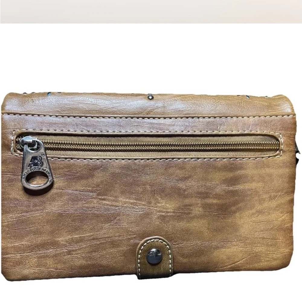 Chic Tan Shoulder Bag with Intricate Design by American Bling - Picture 4 of 7